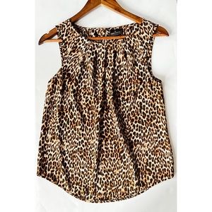 Worthington Sz Xs Sleeveless Animal Print Blouse Black and Brown Top